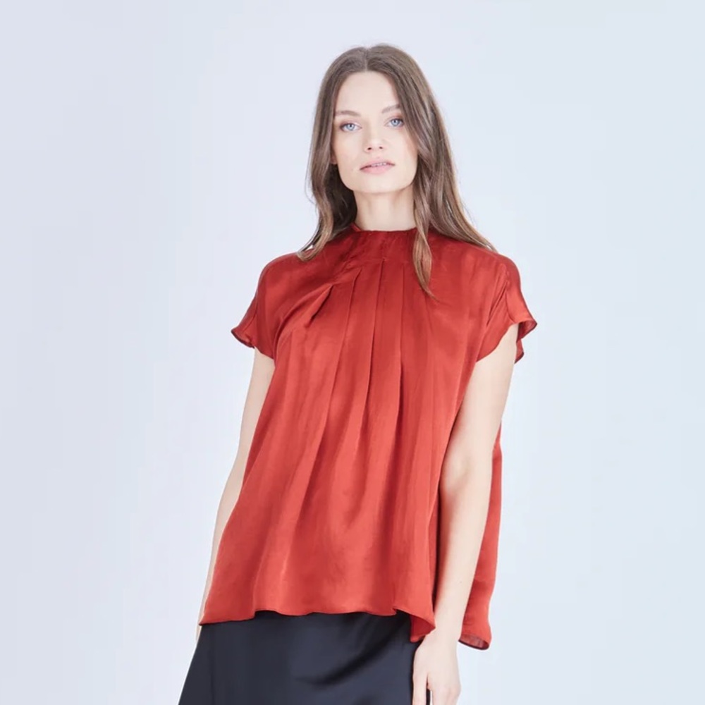 CABALLERO Elegant Red Pleated Women's Lola Blouse S